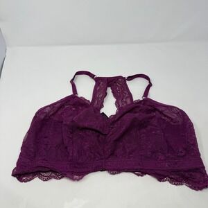 Torrid Curve Purple Floral Lace Racerback Bralette Size 2 Plus Size Intimates